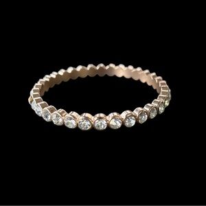 VTG Stackable Rhinestone Bangle Bracelet Gold Tone Clear Stones 2.75" Diameter